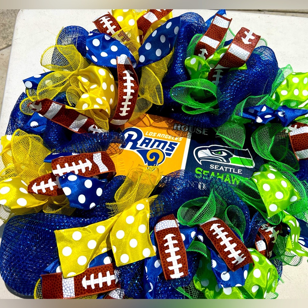 NFL Wreath House divided  Rams/ Seahawks Handmade